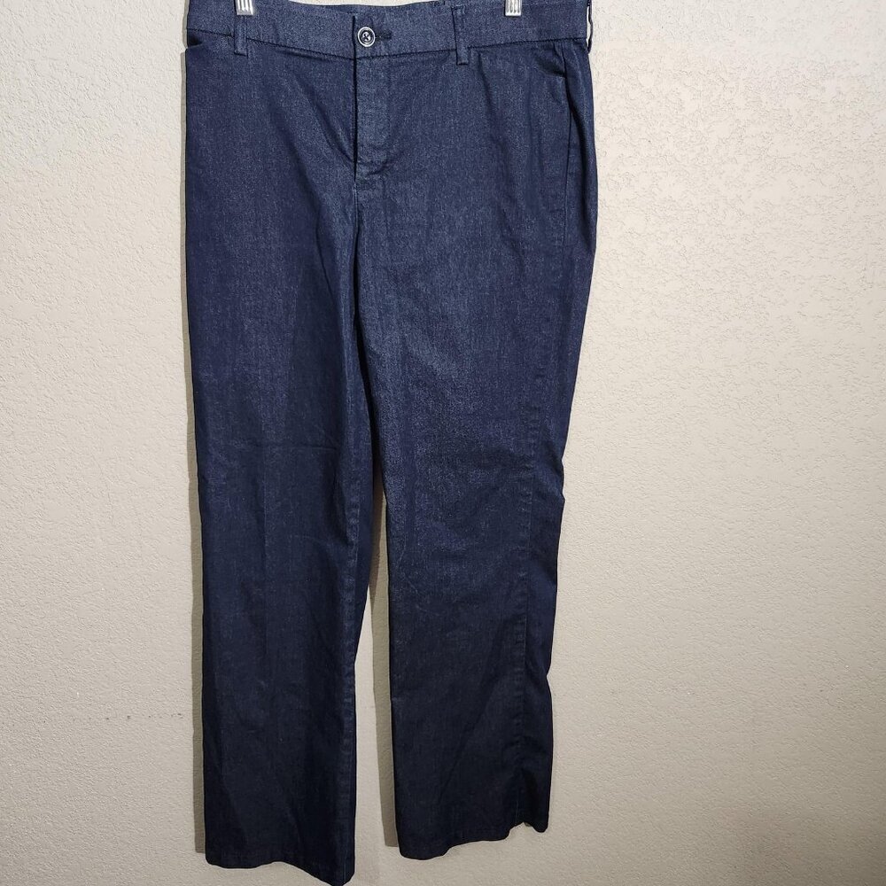 Lee Pants Womens XL Dark Blue Denim Regular Fit Trouser Mid Rise Flex Motion